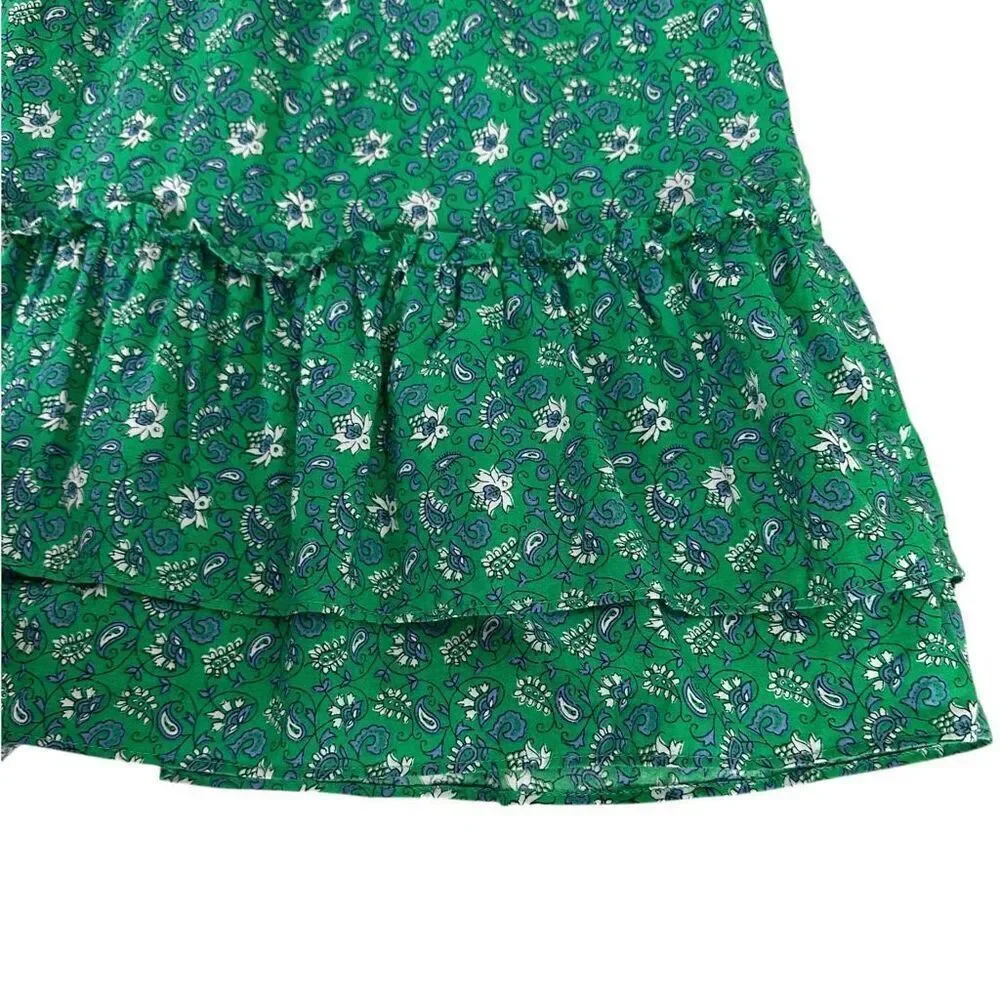 J. Crew Tiered ruffle mini skirt size Medium Green - Picture 4 of 5